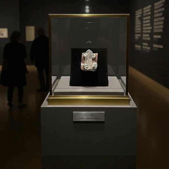 Raw Crystal Statement Ring Upcycled From Copper Baking Dish & Silver Spoon 7.75 - Picture 11 of 14